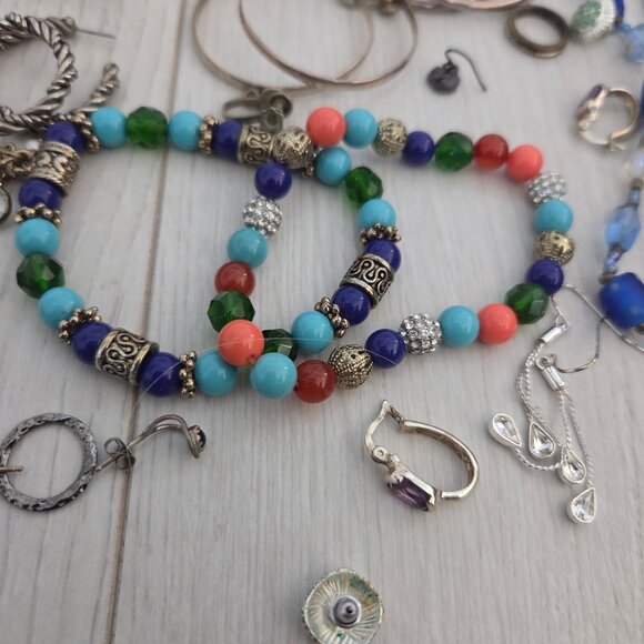 Jewelry Mixed Lot Ring Earring Necklace Bracelet Watch Silver Black Pearl 30 PC - Picture 5 of 6